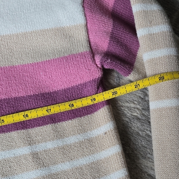 LOFT Knit Hoodie with Cream Pink and Tan Details Small - Picture 4 of 5